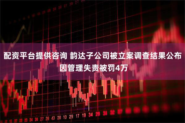 配资平台提供咨询 韵达子公司被立案调查结果公布 因管理失责被罚4万